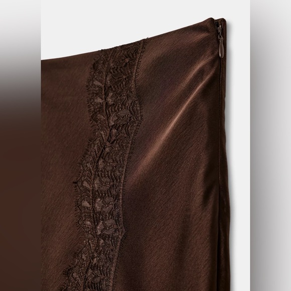 NWT ZARA SATIN EFFECT LACE SKIRT ZW COLLECTION SIZE S - Picture 10 of 10